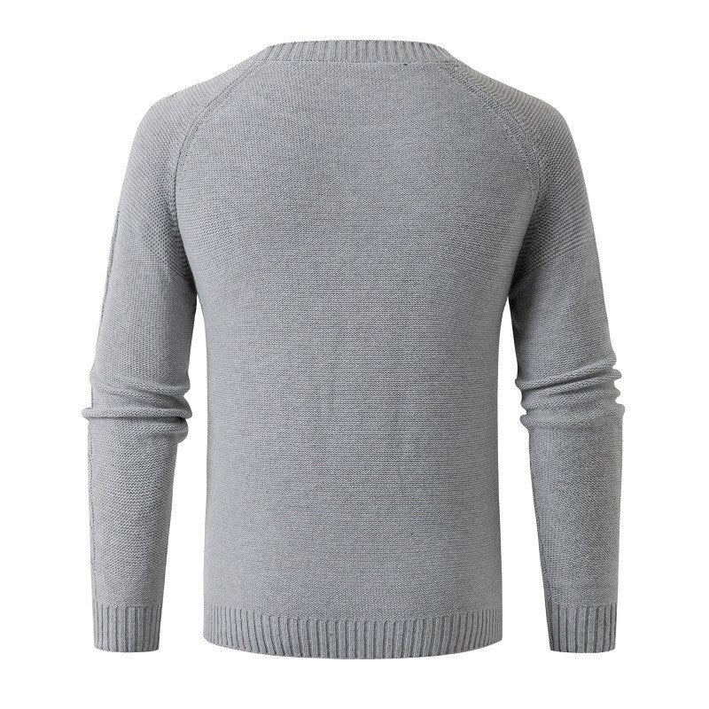 Men's knitted sweater scarf collar solid color warm and comfortable loose knit sweater M-3XL