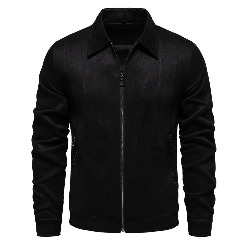 Men's Suede Jacket Trendy Lapel Zipper S-2XL