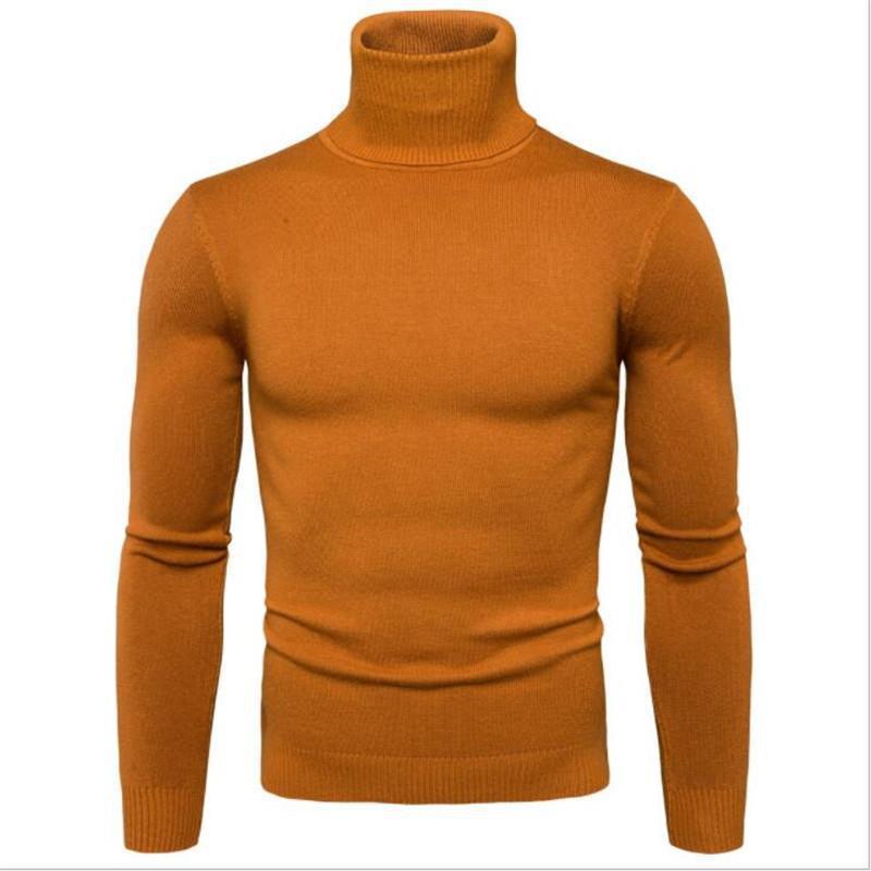 Men's Knitted Sweater Turtleneck Solid Color Warm Loose Design M-4XL