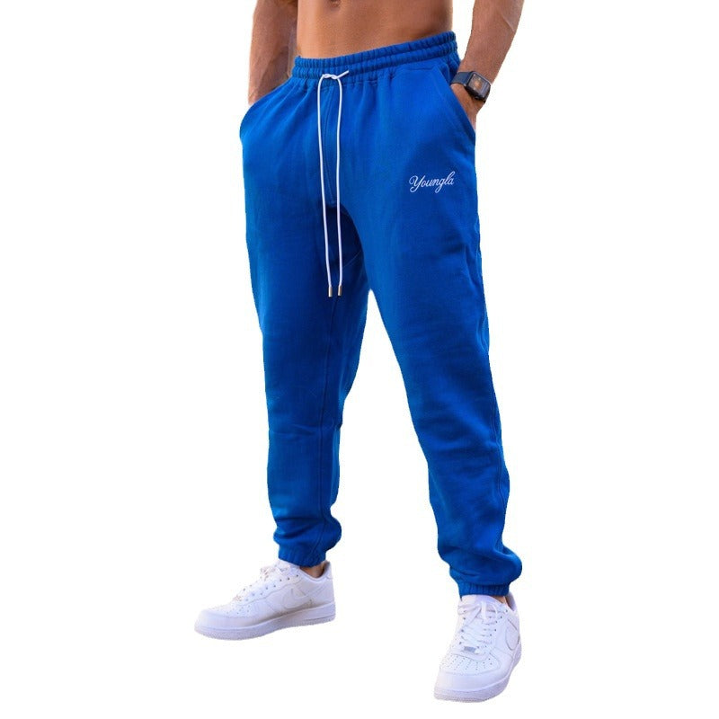 Men's Sports Pants Autumn and Winter New Gym Sports Fitness Cotton Embroidery Ankle-Tied Sweatpants