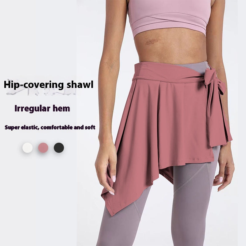 Sports Yoga Skirts Anti-Exposure Fart Curtain Strap One-Piece Skirt Outer Wear Cover Hip Scarf Ballet Dance Skirt Yoga Clothes