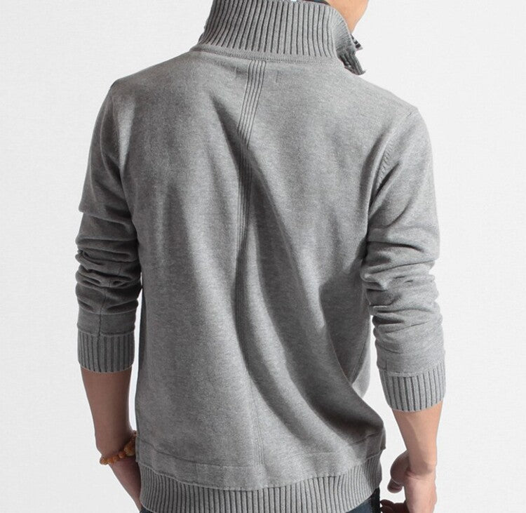 Men's Knitted Sweater Lapel Solid Color Button Warm Loose Design M-3XL