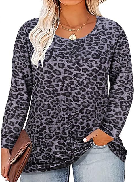 Women's Plus Size New 3/4 Sleeve V-Neck Button Casual Loose Blouse Top