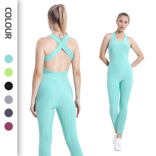 Leggings for women jacquard bubble yoga suit jumpsuit sexy beauty back sports fitness one-piece yoga jumpsuit