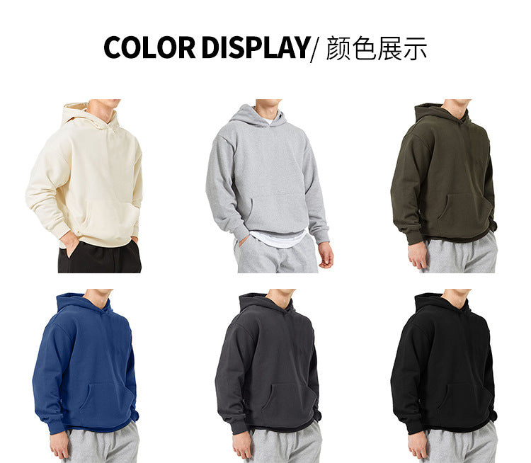 Men's sweatshirts, trendy loose solid color warm hoodies, large sizes M-3XL