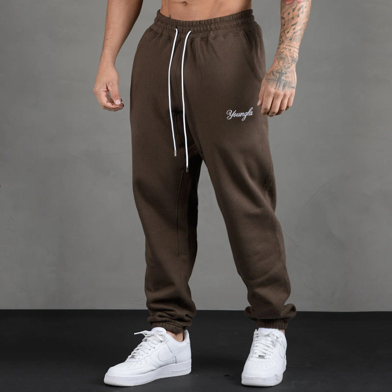 Men's Sports Pants Autumn and Winter New Gym Sports Fitness Cotton Embroidery Ankle-Tied Sweatpants