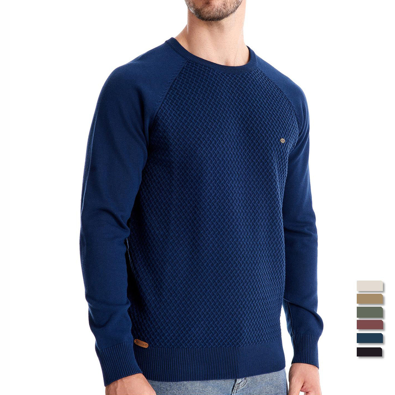 Men's Knitted Cotton Sweater Solid Color Casual Sweater S-2XL Knitted Sweater