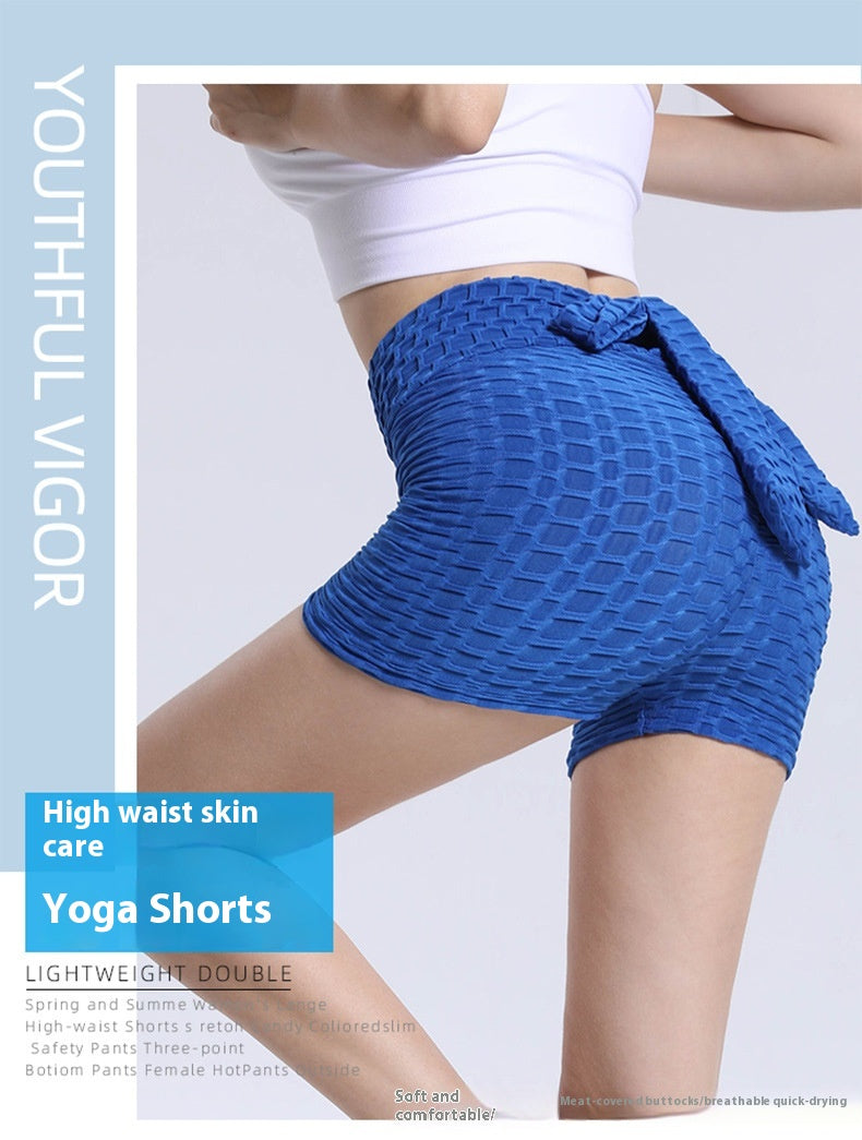 Leggings For Women New Bubble Yoga Pants in Stock Hip Raise High Waist Bow Shorts Women's Slim Sexy Yoga Shorts