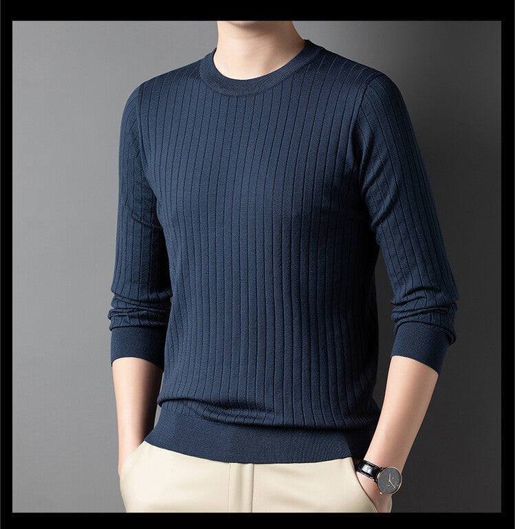 Men's Knitted Sweater Solid Color Round Neck Warm M-3XL