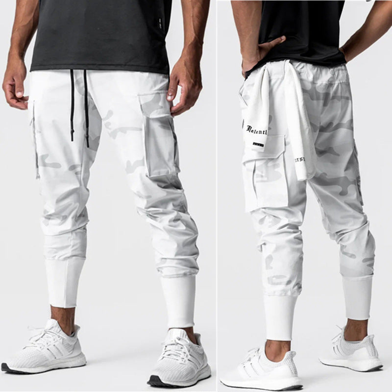 Men's Sports Pants Fitness Trousers Summer Thin Loose Quick-Drying Elastic Ankle-Tied Running Training