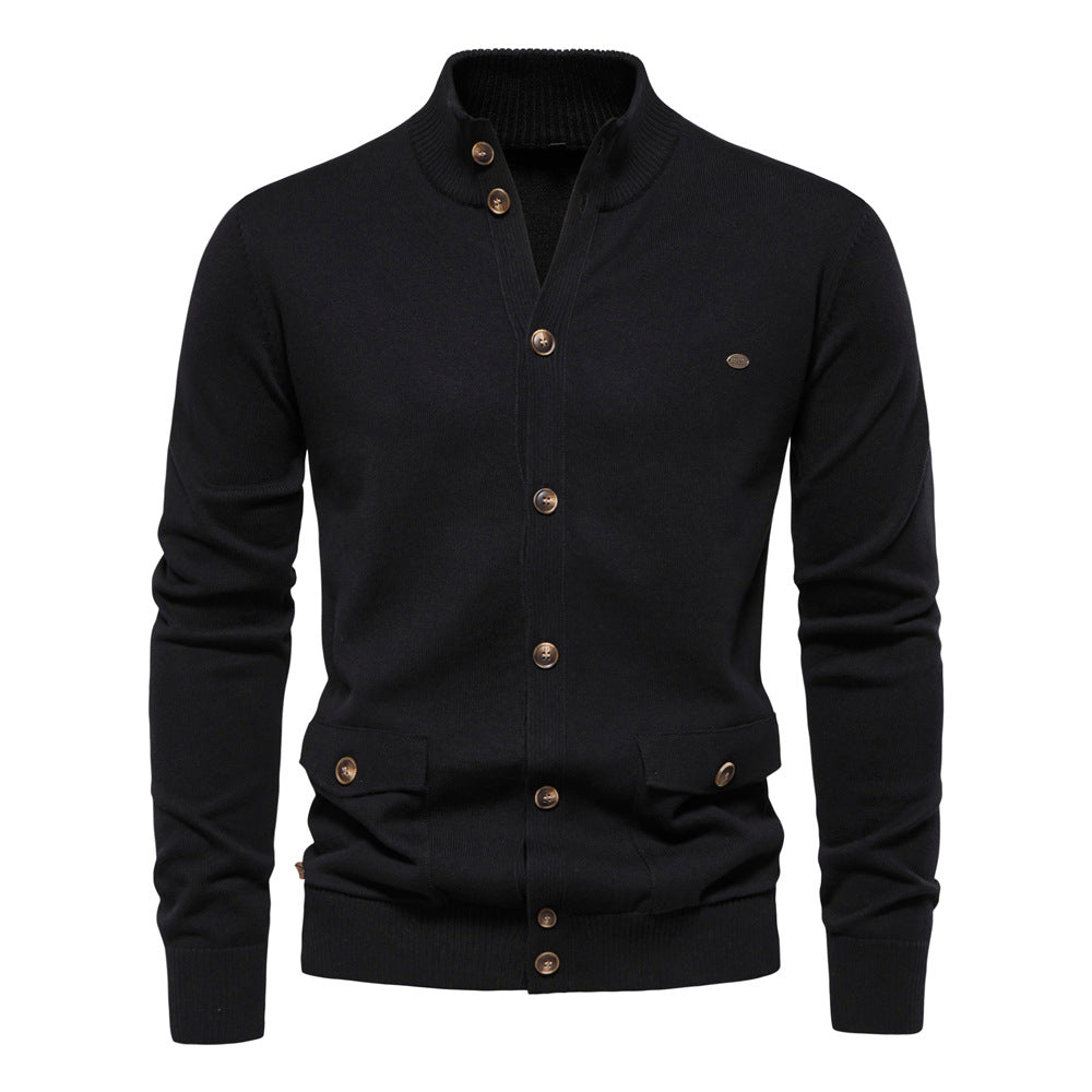 Men's sweater cotton cardigan high quality business casual solid color autumn and winter S-2XL