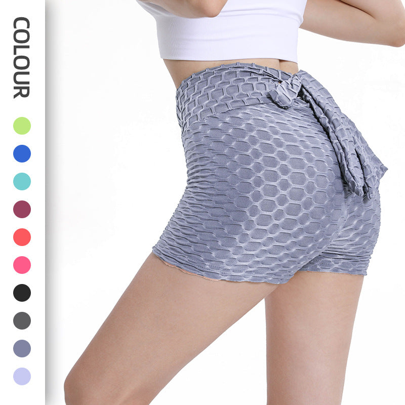 Leggings For Women New Bubble Yoga Pants in Stock Hip Raise High Waist Bow Shorts Women's Slim Sexy Yoga Shorts