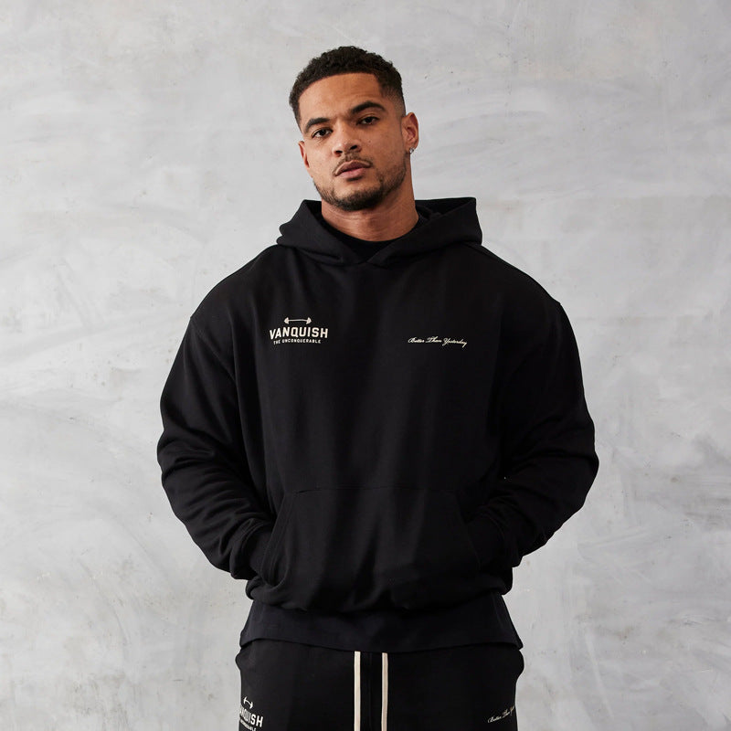 Vanquish Spring and Autumn New Men's Sports Fitness Oversized Pullover Hoodie High Quality Cotton Sweater