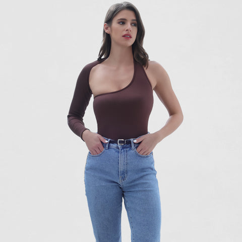 Slim bodysuit for women plus size women shine sexy irregular single sleeve jumpsuit women's jumpsuit bottoming tights