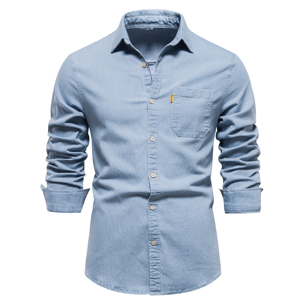 Men's Denim Casual Chambray Button Down Shirts Long Sleeve Lightweight