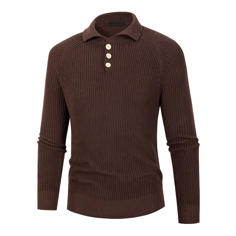 Men's Knitted Sweater Turtleneck Solid Color Button Warm Loose Design M-4XL