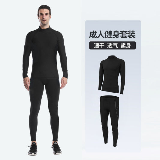 Men's Exercise Workout Outfit Black Sports Tights Running Suit Quick Drying Clothes Basketball Training Wear Tights