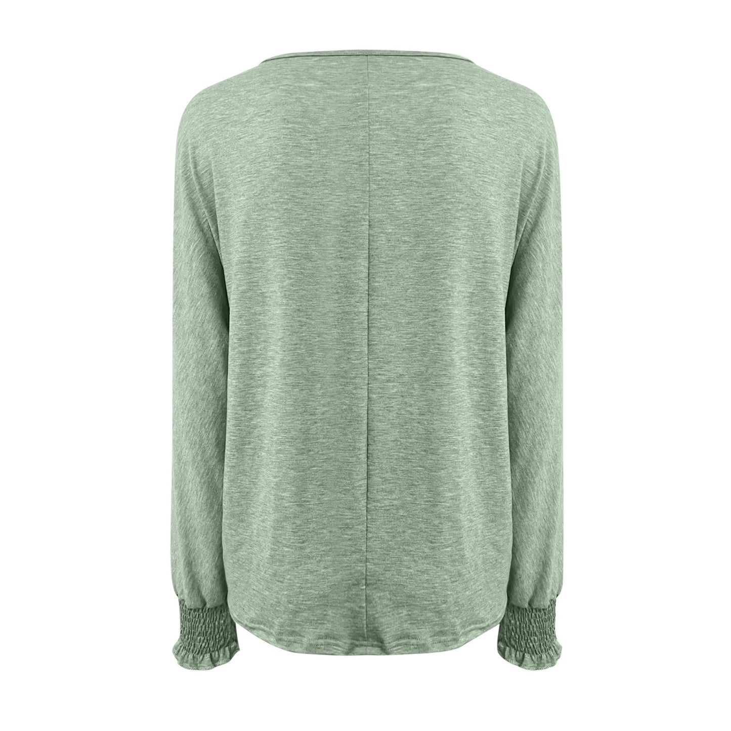 Plus size women's solid color crew neck loose long sleeve T-shirt casual basic top