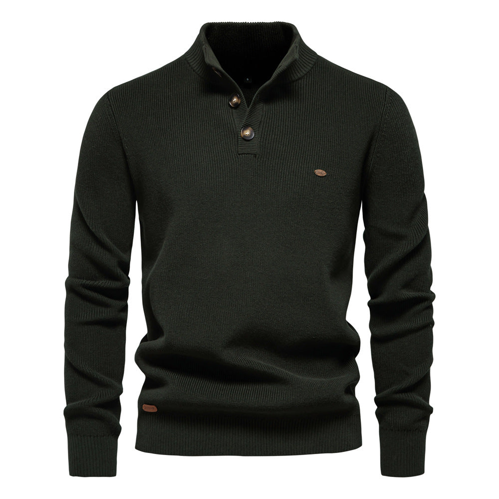 Men's Quarter Zip Up Sweater Striped Pullover Polo Mock Neck Sweaters Casual Fall Winter