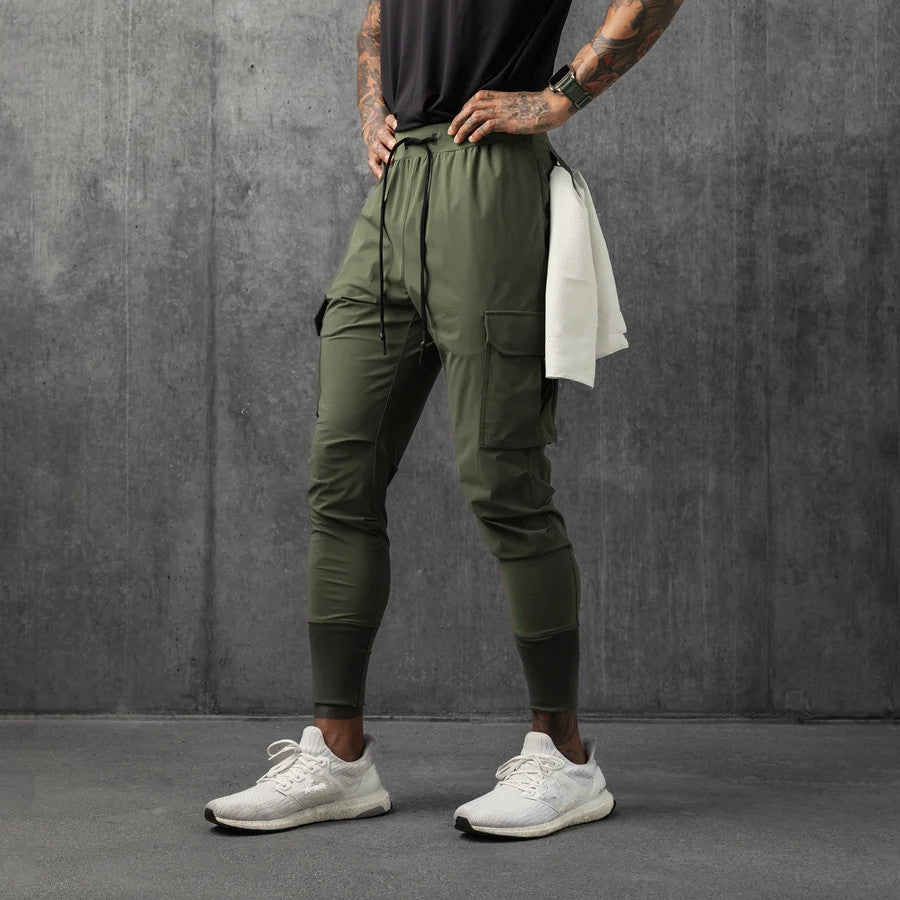 Men's Sports Pants Fitness Trousers Summer Thin Loose Quick-Drying Elastic Ankle-Tied Running Training