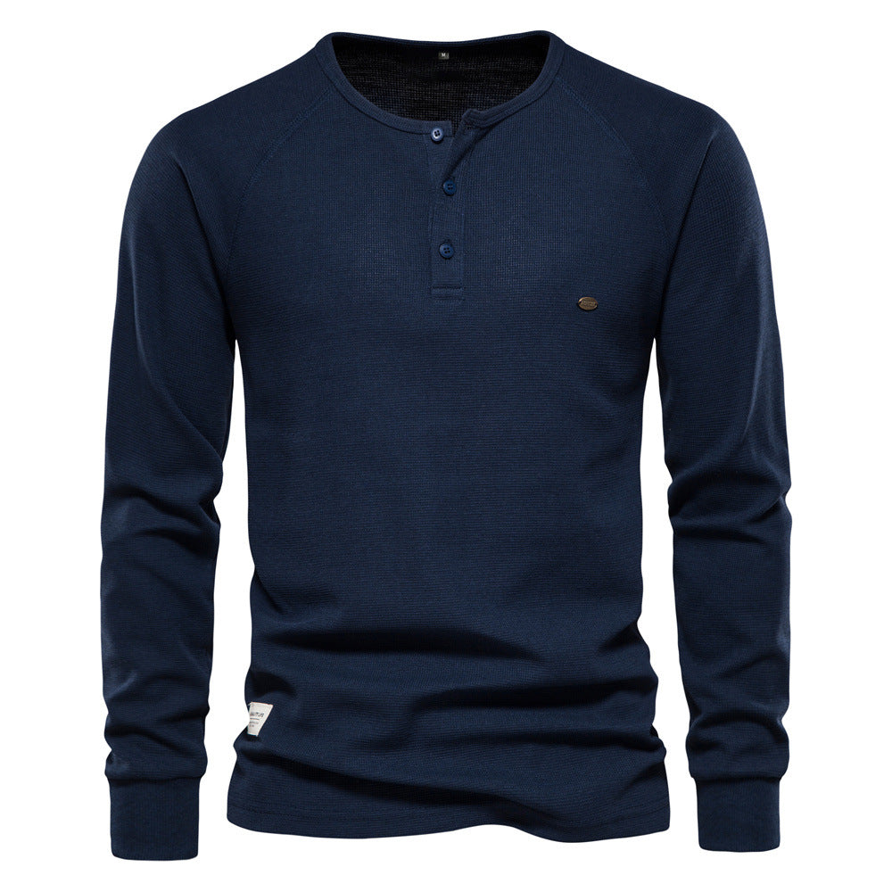 Men's Knit Polo Button Casual Cotton Sweater S-2XL Waffle Textured Collar