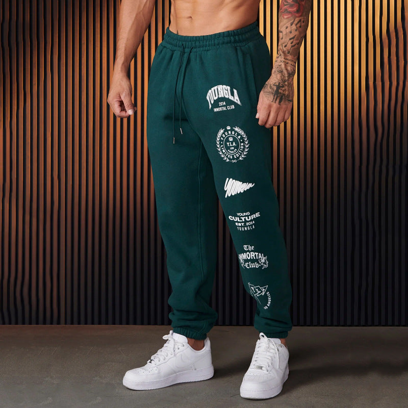 Youngla Jogger Men's Sports Pants Gym Sports Fitness Casual Trousers Cotton Printed Ankle Banded Pants