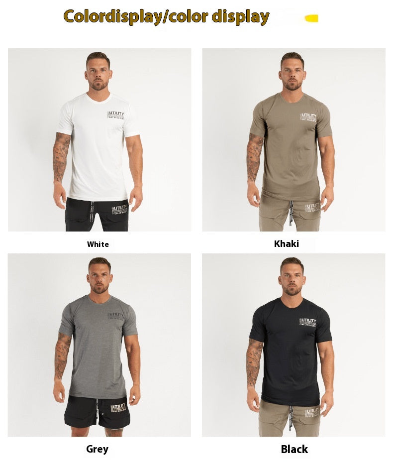 Vanquish Men's Cotton T-shirt Slim Fit Crew Neck Casual Patchwork Short Sleeve Gym Sports Training Wear