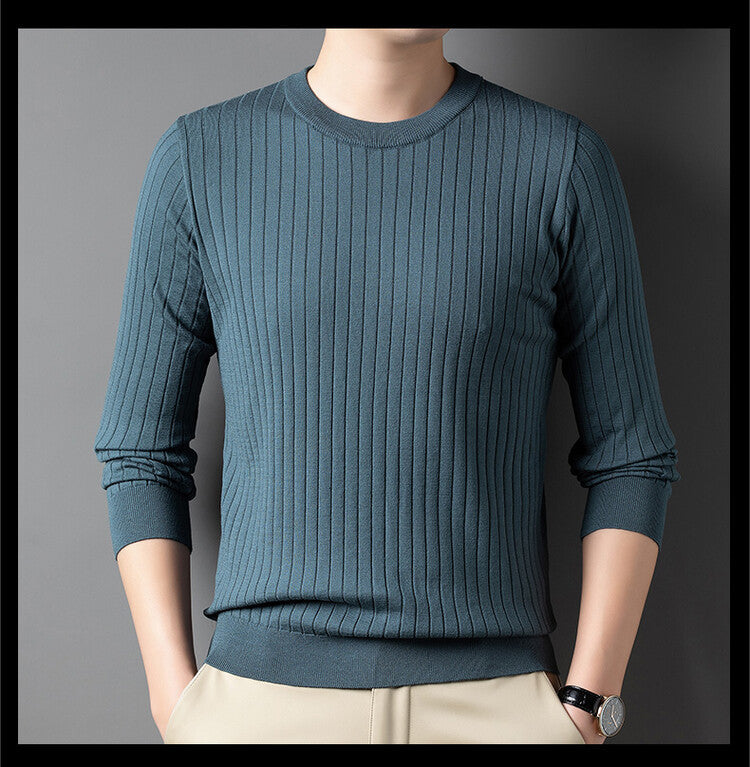 Men's Knitted Sweater Solid Color Round Neck Warm M-3XL