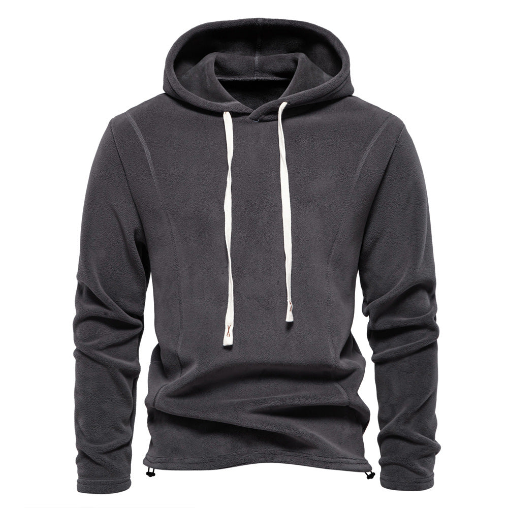 Men's hooded sweatshirt Polar fleece warm trendy all-match men's sweatshirt autumn and winter S-2XL