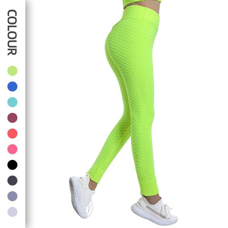 Leggings For Women Leggings Workout Elastic Sports Hip Raise High Waist Tights Breathable Jacquard plus Size Bubble Yoga Pants