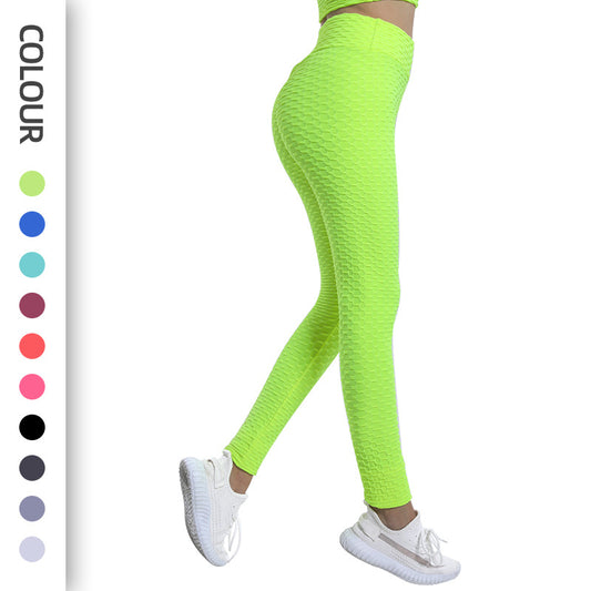 Leggings For Women Leggings Workout Elastic Sports Hip Raise High Waist Tights Breathable Jacquard plus Size Bubble Yoga Pants