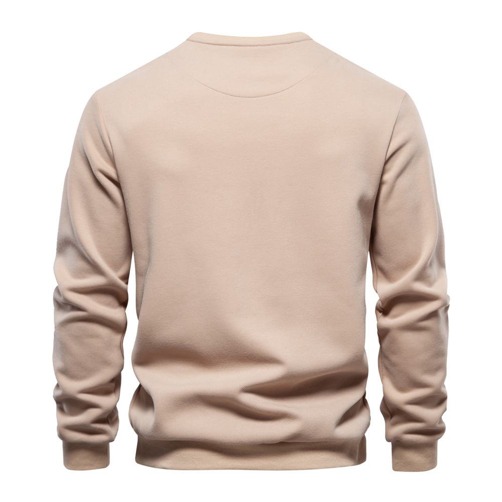 Men's knitted cotton sweater solid color casual sweater S-2XL