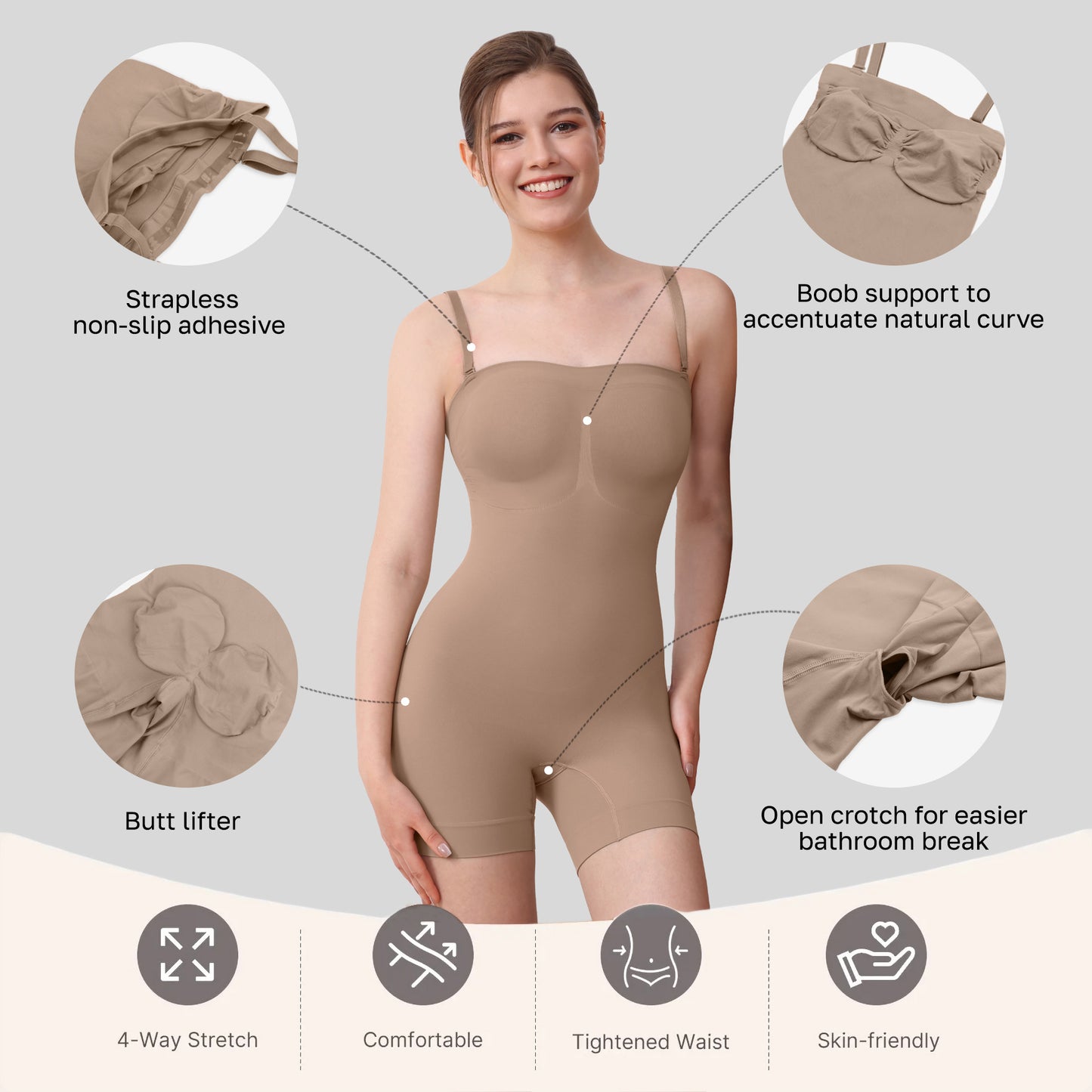 Slim Bodysuit for Women Slim Bodysuit for Women One-Piece Suit Women Seamless One-Piece Encryption High Quality One-Piece Bodysuit Skim Belly Contracting One-Piece Corset