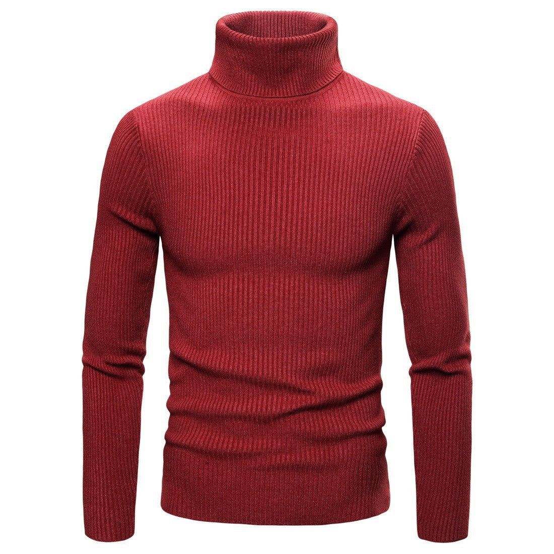 Men's knitted sweater high collar scarf collar solid color plus velvet warm large size M-3XL