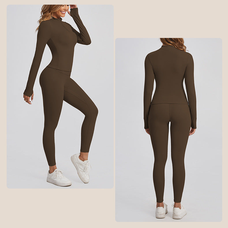 leggings For Women Sports Long Sleeve Slim-Fit Yoga Wear Sets Outdoor Running Sports Workout Clothes Suit