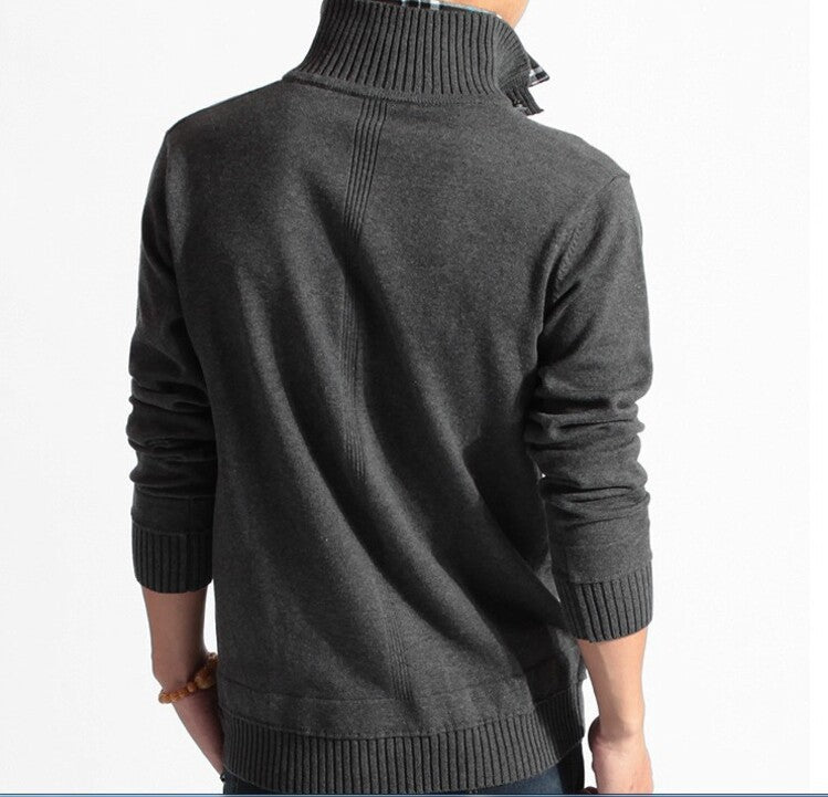 Men's Knitted Sweater Lapel Solid Color Button Warm Loose Design M-3XL