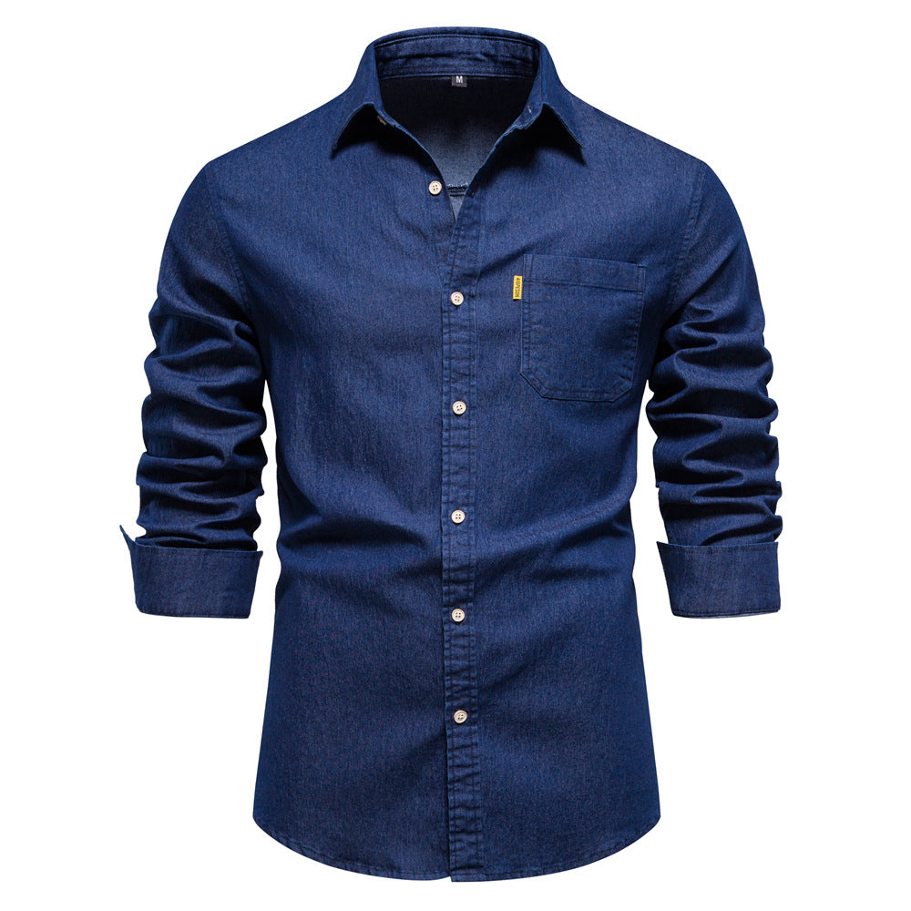 Men's Denim Casual Chambray Button Down Shirts Long Sleeve Lightweight