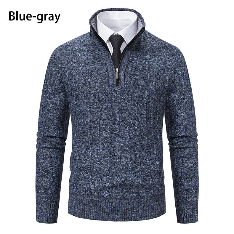 Men's Knitted Sweater Turtleneck Jacket Cotton Stand Collar Design Coat M-3XL