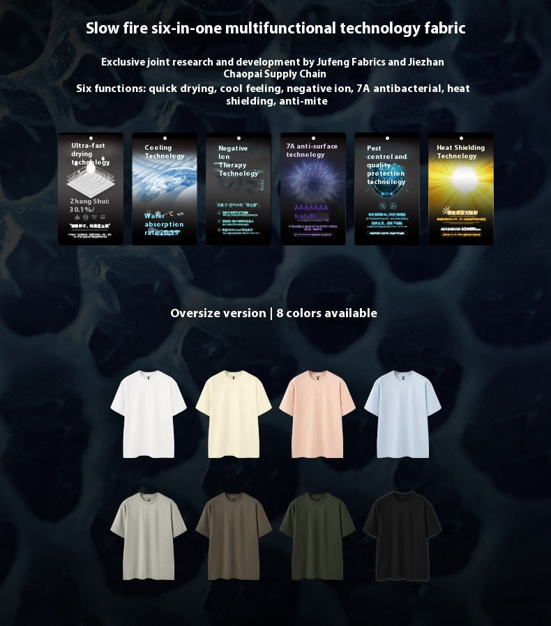 Men's T-shirt Honeycomb Mint Spring and Summer New Trendy Brand Six-in-One Technology Cool Feeling Quick-Drying T-shirt