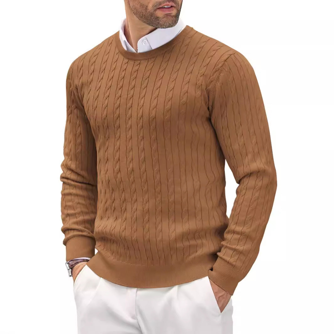 Men's knitted sweater with twisted lapel and warm loose design M-4XL