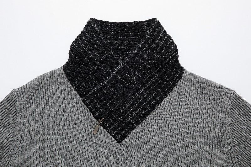 Men's Knitted Sweater Scarf Collar Warm Loose Design M-4XL