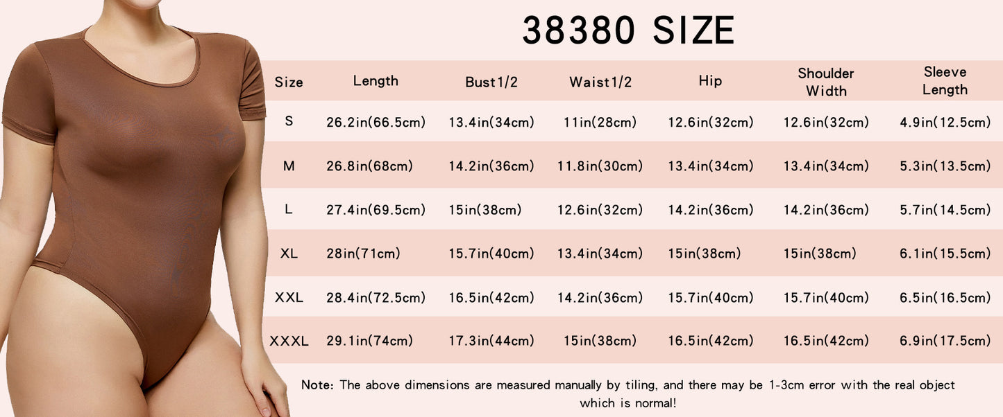 Slim bodysuit for women fashion hot sale plus size women's close-fitting union suit all-matching base round neck short sleeve one-piece briefs