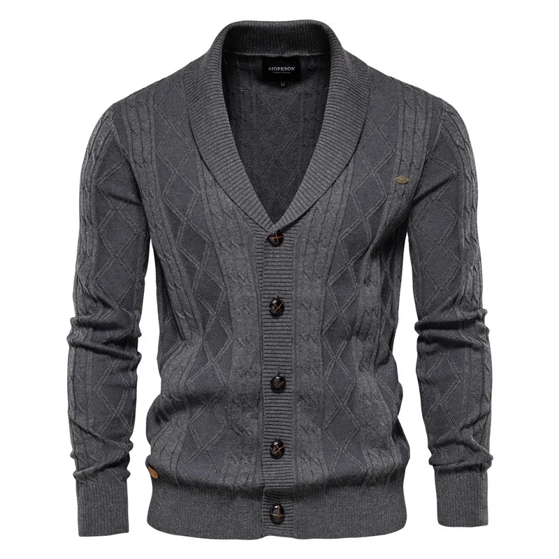 Men's Cardigan V-neck Long Sleeve Sweater Thickened Sweater Trendy Knitted Cardigan Jacket