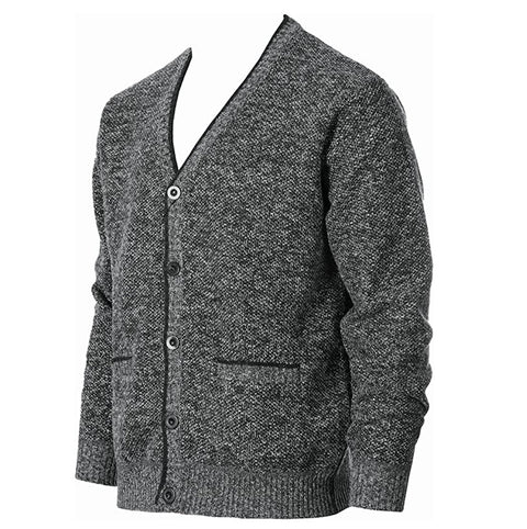 Men's Knitted fleece-lined Cardigan V-neck Knitted Sweater for Middle-aged and Elderly Business Casual Sweater