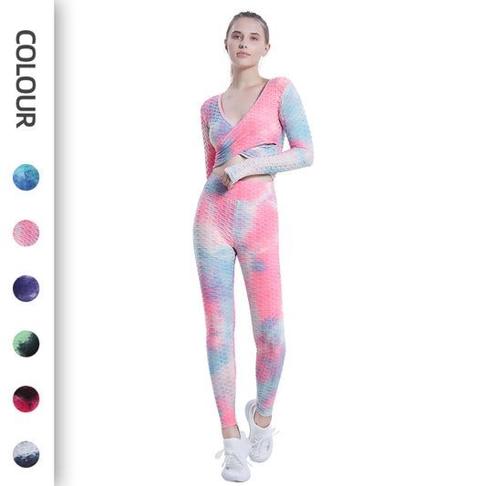 Leggings For Women Jacket Cross Peach Hip Tie Dye Yoga Pants Women Jacquard Fitness Wholesale Hip Lifting Sport Suit