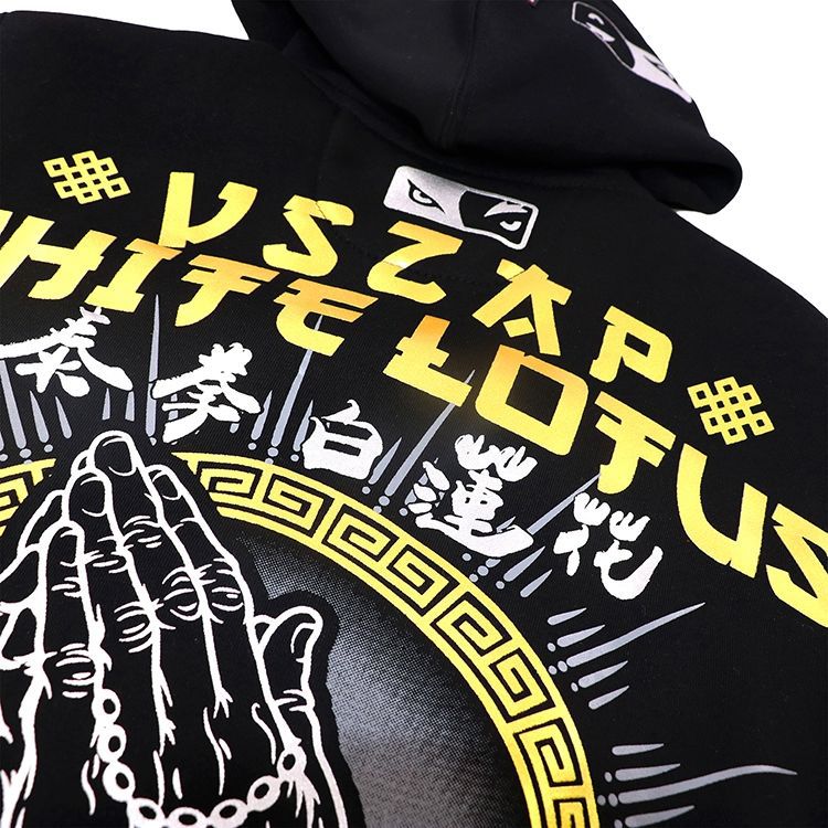 Vszap Fitness Zipper Sweater Autumn Broadcast Seeking Hoodie Muay Thai Fight Jacket Men's Fighting Lotus MMA Fleece-lined Warm