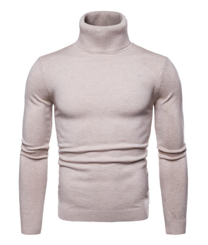 Men's Knitted Sweater Turtleneck Solid Color Warm Loose Design M-4XL