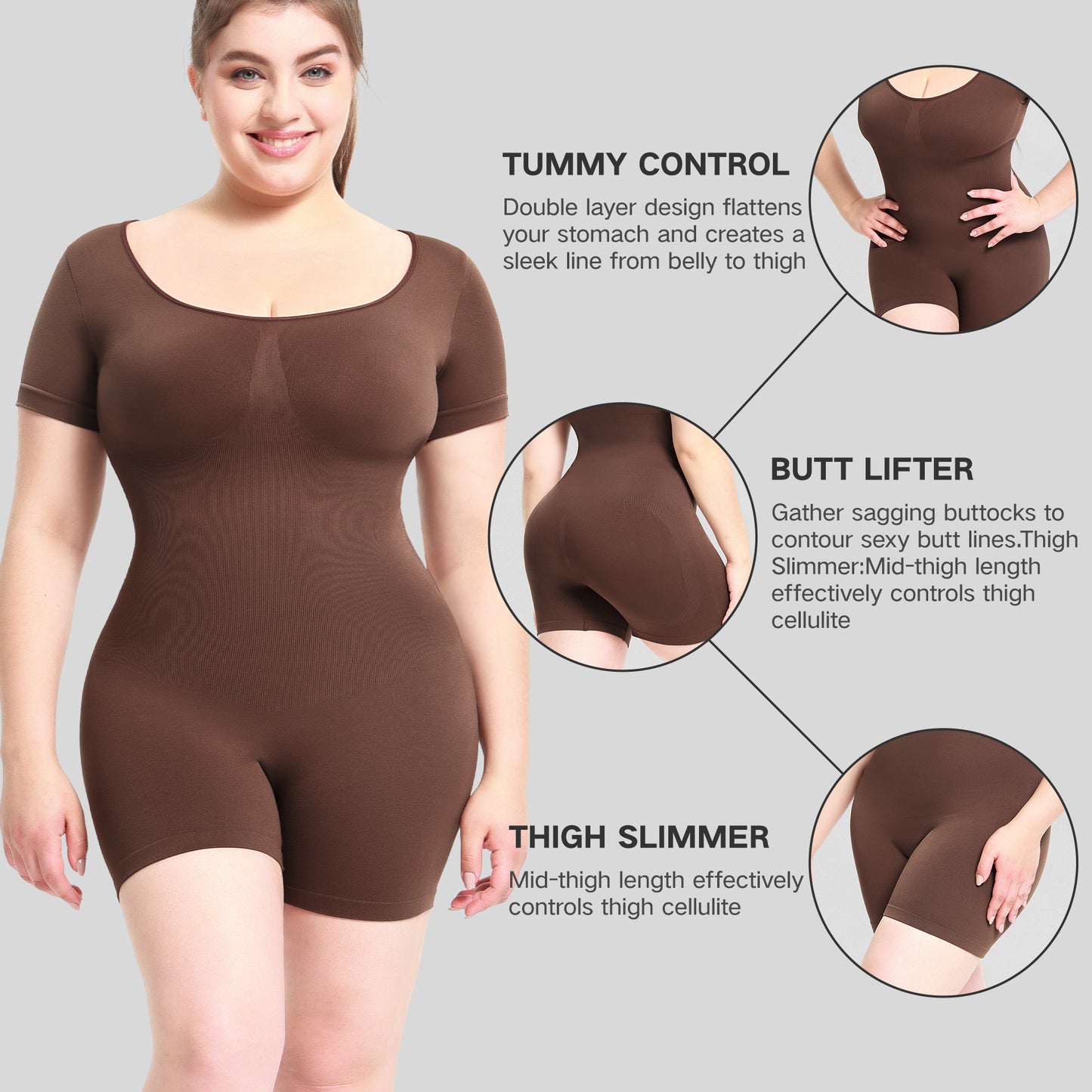 Slim Bodysuit for Women Slim Bodysuit for Women Girdle Jumpsuit Adult Women Outer Wear Bodybuilding Jumpsuits Short Sleeve Corset Hip Lifting Bodysuit