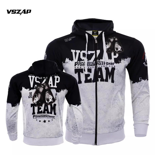 Vszap Boxing Suit Combat Training UFC Sweater Men's and Women's Muay Thai Fight Competition Quick-Drying Sports MMA Autumn Coat