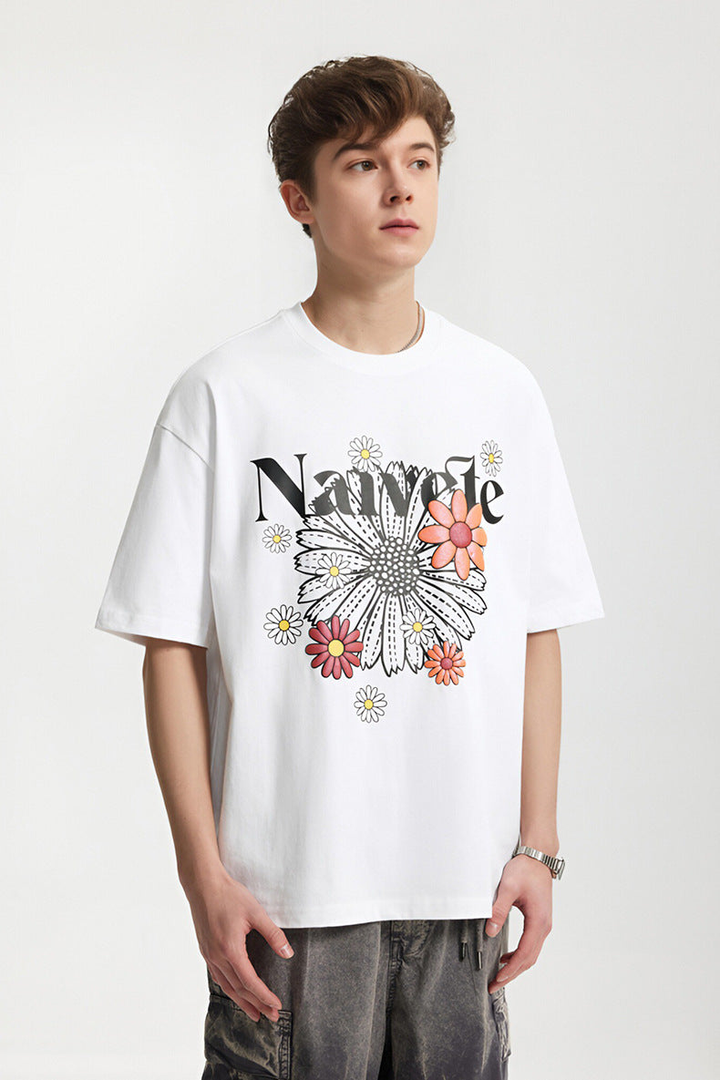 Men's T-shirt Magic Color Foam Daisy Print Fashion Loose Short Sleeve